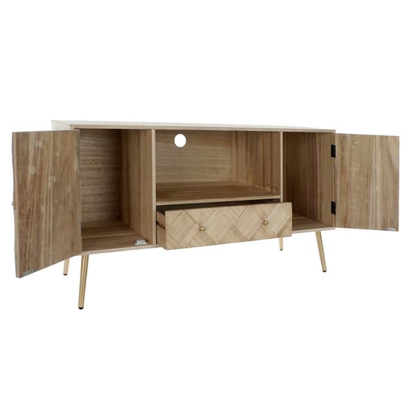 TV-möbler DKD Home Decor 118 x 40 x 65 cm Metall Ljusbrun Paulowniaträ Furu