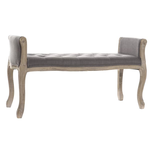 Stol DKD Home Decor Natur Mørkegrå Gummitræ Lærred 109 x 44,5 x 60 cm