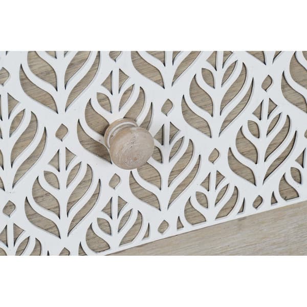 Lipasto DKD Home Decor 80 x 42 x 80 cm Luonnollinen Valkoinen Kasvien lehtiä