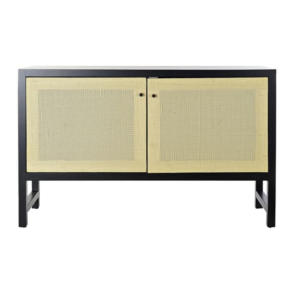 Skänk DKD Home Decor Svart Gran Naturell Rattan (120 x 38 x 76 cm)