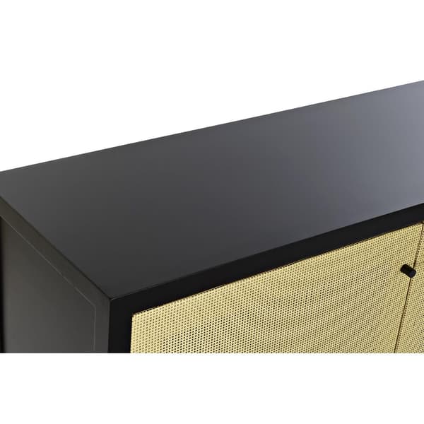 Skänk DKD Home Decor Svart Gran Naturell Rattan (120 x 38 x 76 cm)