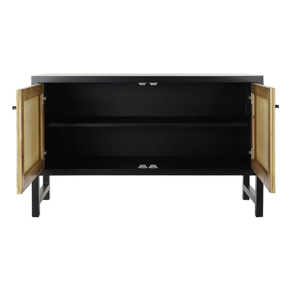 Skänk DKD Home Decor Svart Gran Naturell Rattan (120 x 38 x 76 cm)