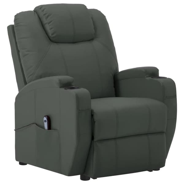 vidaXL Reclinerfåtölj med uppresningshjälp grå konstläder