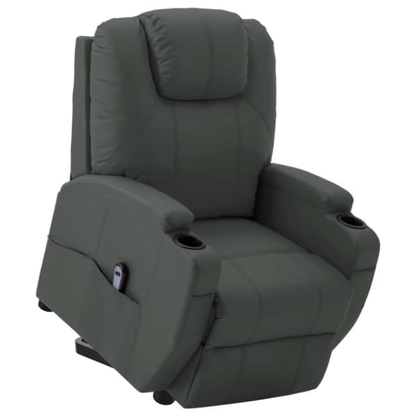 vidaXL Reclinerfåtölj med uppresningshjälp grå konstläder