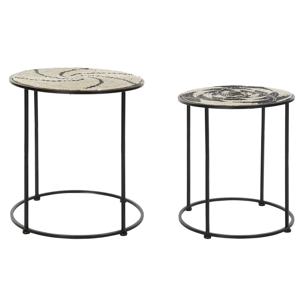 Set om 2 bord DKD Home Decor Naturell Svart Kolonial Järn (2 pcs) (46 x 46 x 51 cm)