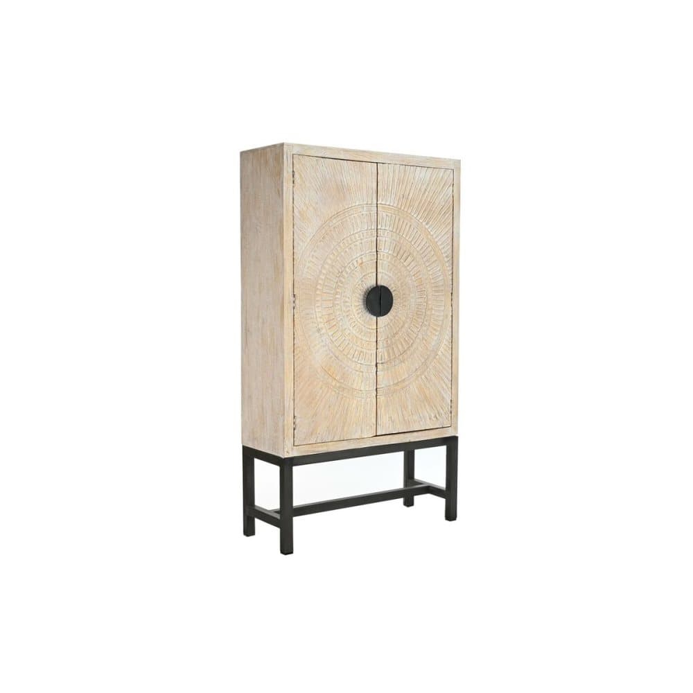 Skåp DKD Home Decor Svart Gyllene Vit Järn Mangoträ (107 x 42 x 189 cm)