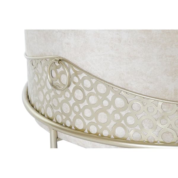 Fotstøtte DKD Home Decor Beige Gyllen Metall Polyester (63 x 63 x 42 cm)