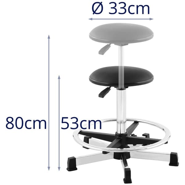 Fromm Starck Arbetspall - 120 kg - Černá - Fotring - Höjdjusterbar mellan 530 - 800 mm