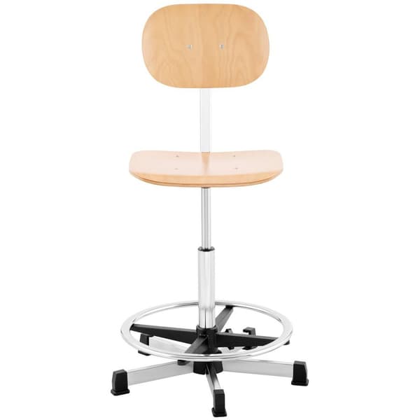 Fromm Starck Arbetsstol - 120 kg - wood_ chrome_chrome - Fotring - Höjdjusterbar mellan 550 - 800 mm