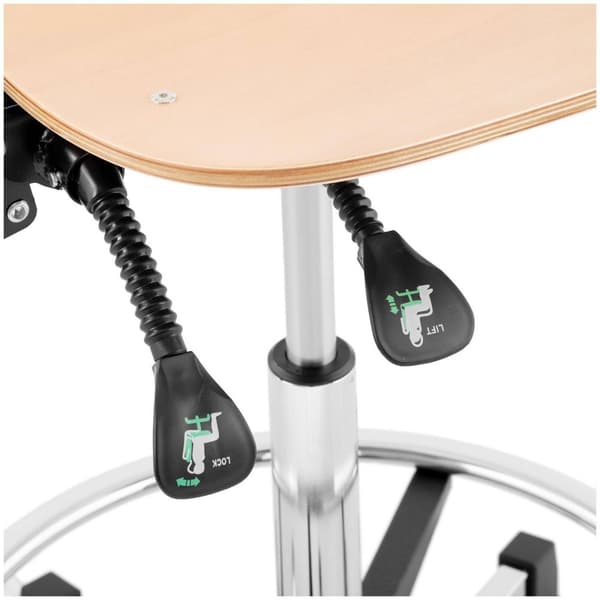 Fromm Starck Arbetsstol - 120 kg - wood_ chrome_chrome - Fotring - Höjdjusterbar mellan 550 - 800 mm