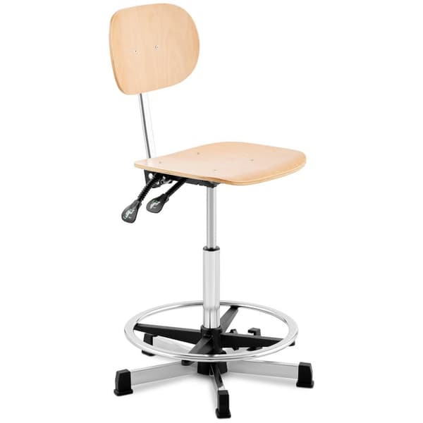 Fromm Starck Arbetsstol - 120 kg - wood_ chrome_chrome - Fotring - Höjdjusterbar mellan 550 - 800 mm
