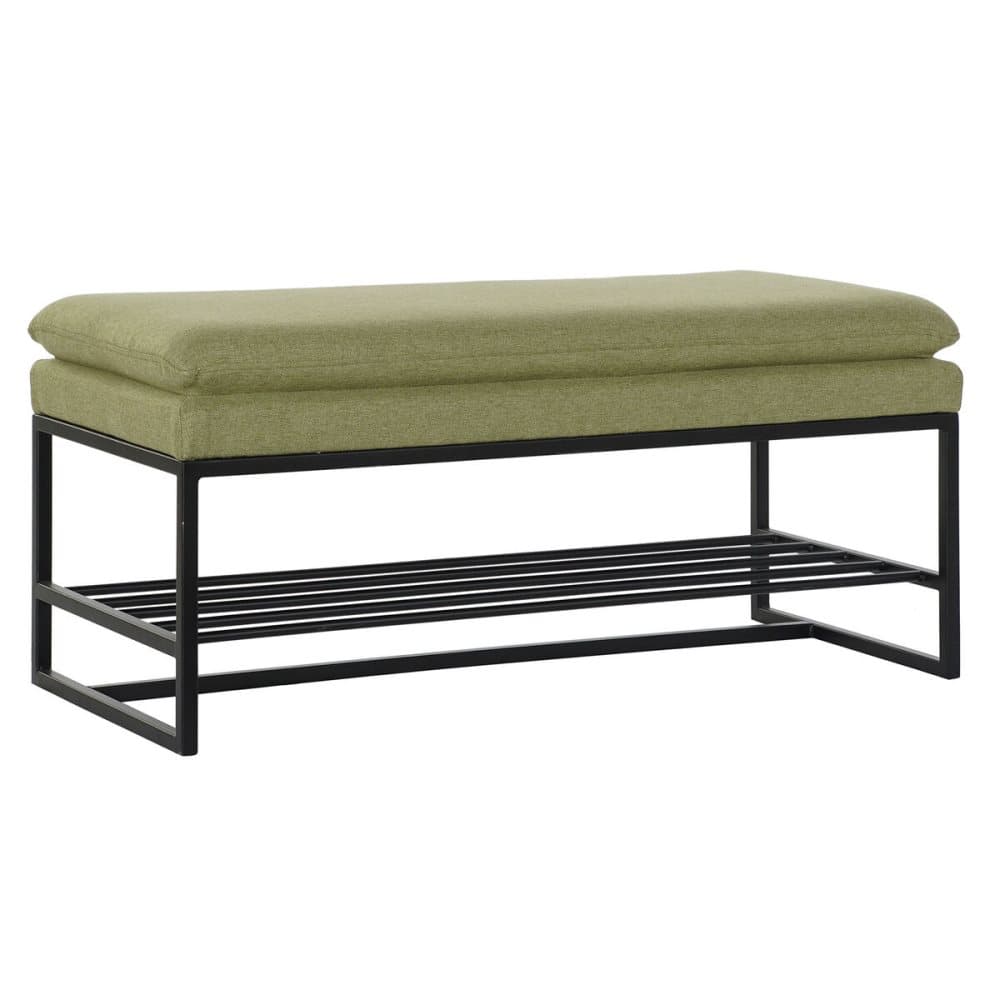 Foot-of-bed Bench DKD Home Decor Svart Grön Polyester Järn (80 x 36 x 35 cm)