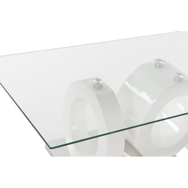 Senterbord DKD Home Decor Hvit Gjennomsiktig Tre Krystall Tre MDF 110 x 60 x 45 cm