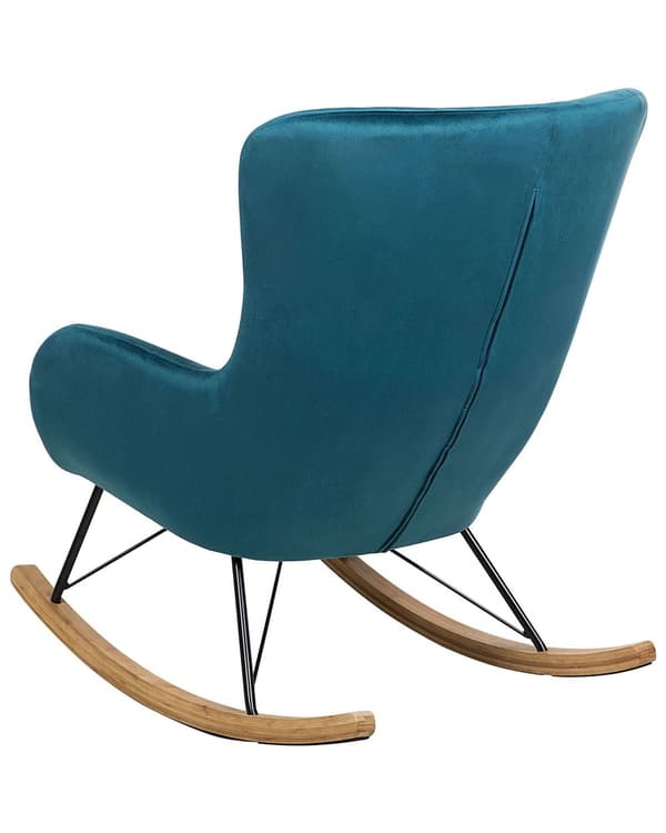 Gyngestol Blå Fløyel Materiale Metall Ben Moderne Stil