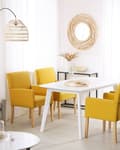 Miniatyrbilde 4 av 9: Spisebordsstol Gul stoffkledning Treben Elegant sete med armlener