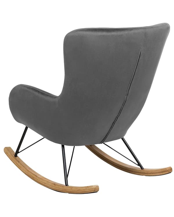Gyngestol Mørkegrå Fløyel Metallben Moderne Barnerom Elegant
