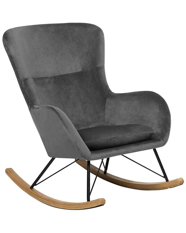 Gyngestol Mørkegrå Fløyel Metallben Moderne Barnerom Elegant