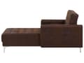 Miniatyrbilde 5 av 11: Sjeselong Brun Kunstskinn Justerbar rygg Sovefunksjon Metallben Dekorative knapper Moderne design Stue