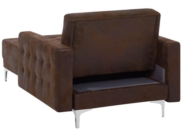 Sjeselong Brun Kunstskinn Justerbar rygg Sovefunksjon Metallben Dekorative knapper Moderne design Stue
