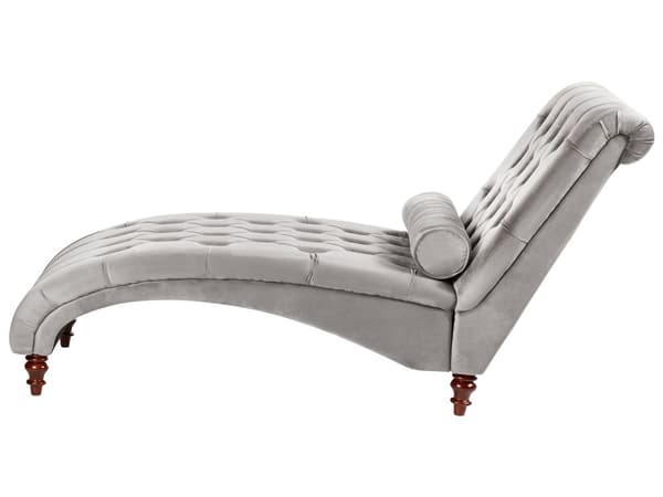 Sjeselong lysegrå fløyel Chesterfield Buttoned Moderne stue sjeselong treben