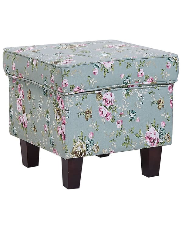 Lenestol med fotskammel Grønn Stoff med blomstermønster Ben i tre Wingback-stil