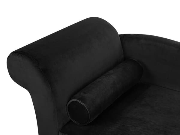 Sjeselong med Svart Fløyelspolstring og Oppbevaring Venstre hånd med bolster