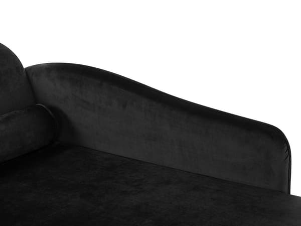 Sjeselong med Svart Fløyelspolstring og Oppbevaring Venstre hånd med bolster