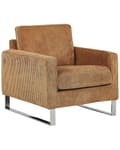 Miniatyrbilde 4 av 11: Lenestol Brun Kordfløyel Sølvfarget understell 76 x 82 x 82 cm Minimalistisk design Hvilestol Stue