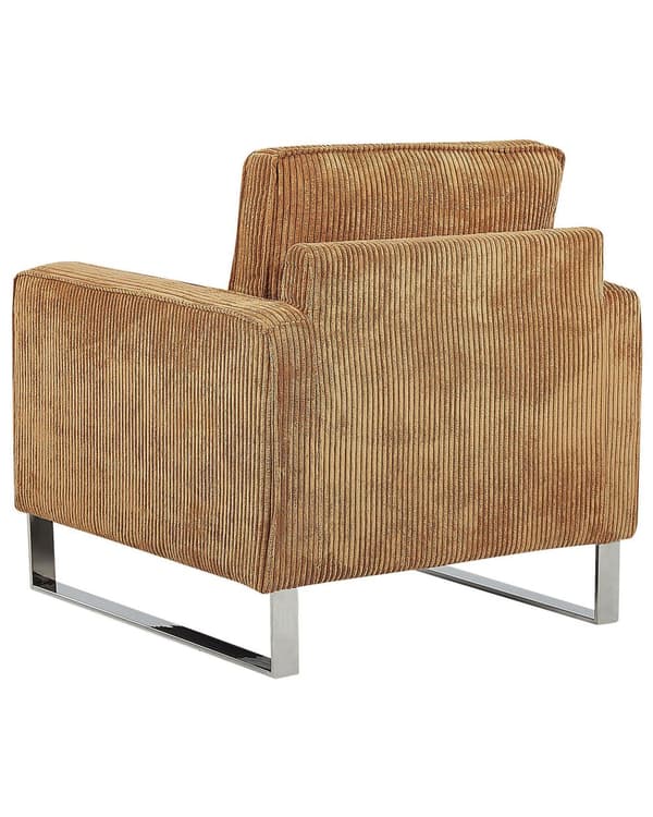 Lenestol Brun Kordfløyel Sølvfarget understell 76 x 82 x 82 cm Minimalistisk design Hvilestol Stue