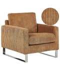 Miniatyrbilde 1 av 11: Lenestol Brun Kordfløyel Sølvfarget understell 76 x 82 x 82 cm Minimalistisk design Hvilestol Stue