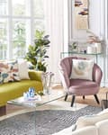 Miniatyrbilde 4 av 10: Lenestol Rosa Polstret Fløyel Glam Skjellformet rygg Glamour Moderne Stue Soverom