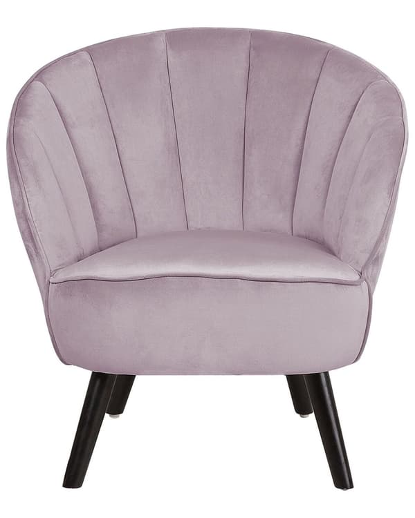 Lenestol Rosa Polstret Fløyel Glam Skjellformet rygg Glamour Moderne Stue Soverom
