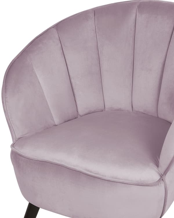 Lenestol Rosa Polstret Fløyel Glam Skjellformet rygg Glamour Moderne Stue Soverom
