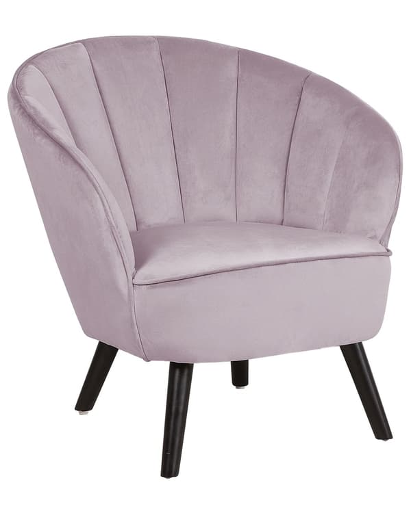 Lenestol Rosa Polstret Fløyel Glam Skjellformet rygg Glamour Moderne Stue Soverom