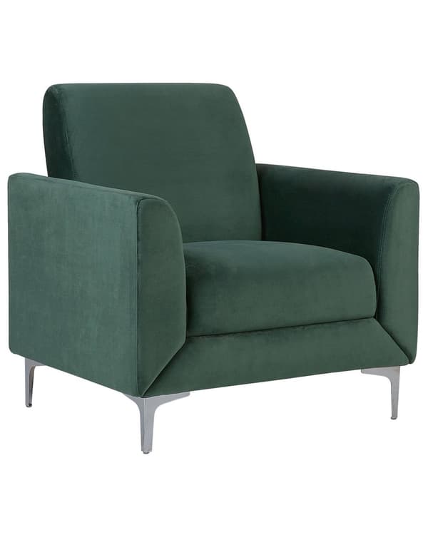 Lenestol Grønn Fløyel 75 x 89 x 90 cm Tykk Stol Retro Stil
