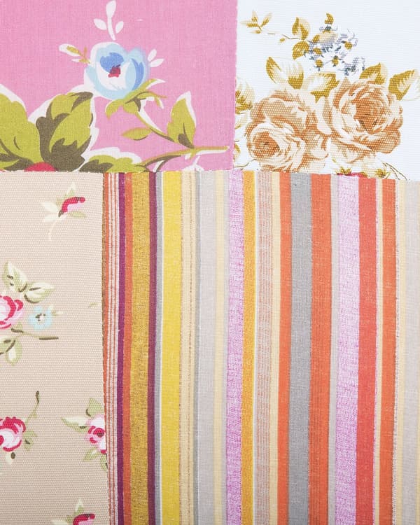 Lenestol Flerfarget rosa stoff Patchwork Klubbstol Knappetuftede treben