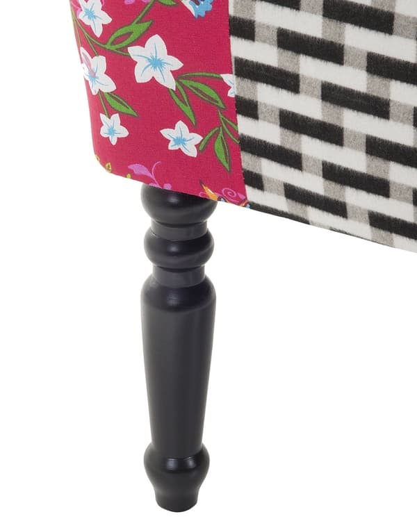 Lenestol Flerfarget rosa stoff Patchwork Klubbstol Knappetuftede treben