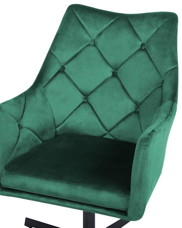 Lenestol Grønn Fløyel 73L x 61W x 95H Tufted Rygg Enkelt Metallben Glam