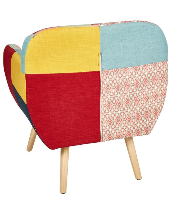 Lenestol Flerfarget stoff Patchwork møbeltrekk Knappet Retro Klubbstol Retrostil
