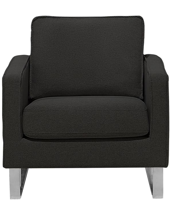 Lenestol Grafittgrå Polyesterstoff Sølvfarget understell 76 x 82 x 82 cm Minimalistisk design Hvilestol Stue