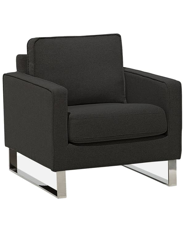Lenestol Grafittgrå Polyesterstoff Sølvfarget understell 76 x 82 x 82 cm Minimalistisk design Hvilestol Stue