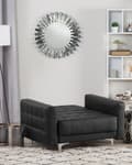 Miniatyrbilde 4 av 11: Lenestol Svart Imitert skinn Justerbar rygg Metallben Dekorative knapper Moderne design Hvilestol Stue