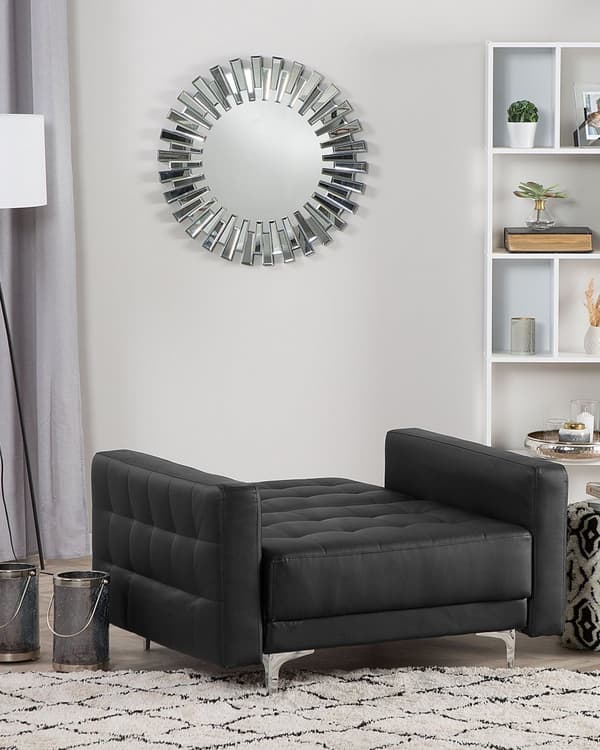 Lenestol Svart Imitert skinn Justerbar rygg Metallben Dekorative knapper Moderne design Hvilestol Stue