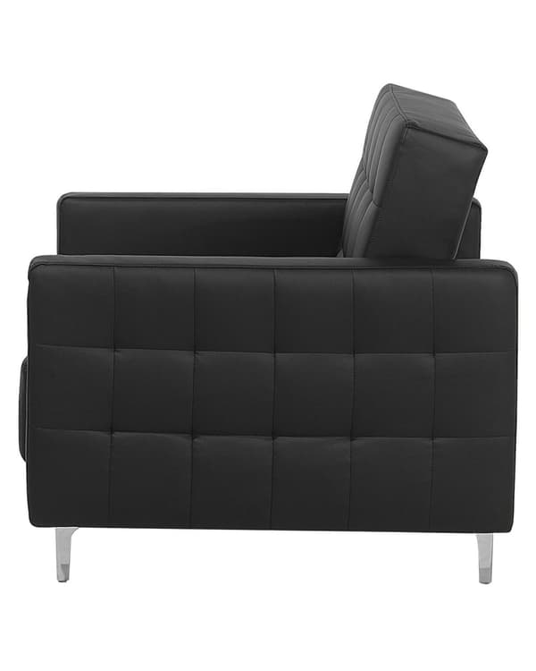 Lenestol Svart Imitert skinn Justerbar rygg Metallben Dekorative knapper Moderne design Hvilestol Stue