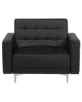 Miniatyrbilde 7 av 11: Lenestol Svart Imitert skinn Justerbar rygg Metallben Dekorative knapper Moderne design Hvilestol Stue