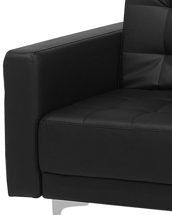 Lenestol Svart Imitert skinn Justerbar rygg Metallben Dekorative knapper Moderne design Hvilestol Stue