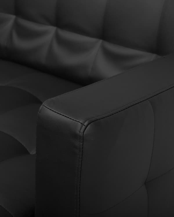 Lenestol Svart Imitert skinn Justerbar rygg Metallben Dekorative knapper Moderne design Hvilestol Stue
