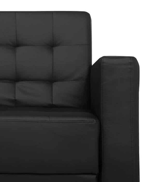 Lenestol Svart Imitert skinn Justerbar rygg Metallben Dekorative knapper Moderne design Hvilestol Stue