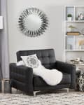 Miniatyrbilde 2 av 11: Lenestol Svart Imitert skinn Justerbar rygg Metallben Dekorative knapper Moderne design Hvilestol Stue
