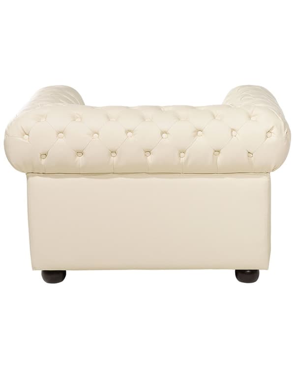 Chesterfield Lenestol Beige Ekte Skinn Moderne